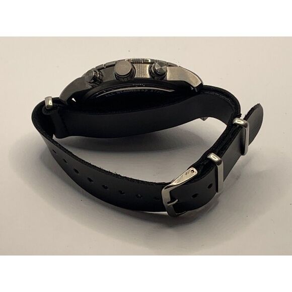 Fossil CH3069 Men Black Leather Analog Gray Dial Quartz Genuine Wrist Watch NA35 - Picture 10 of 11